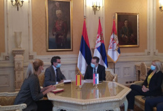 6 October 2021 National Assembly Speaker Ivica Dacic and Spanish Ambassador Raul Bartolome Molina